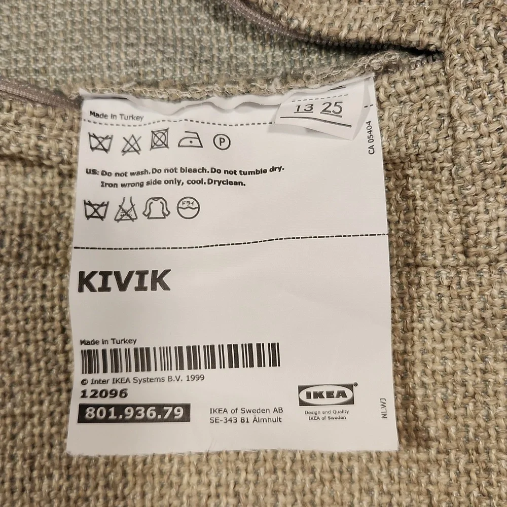Ikea KIVIK Chaise **PART** TENO LIGHT GRAY # 801.936.79. Back cushion Cover